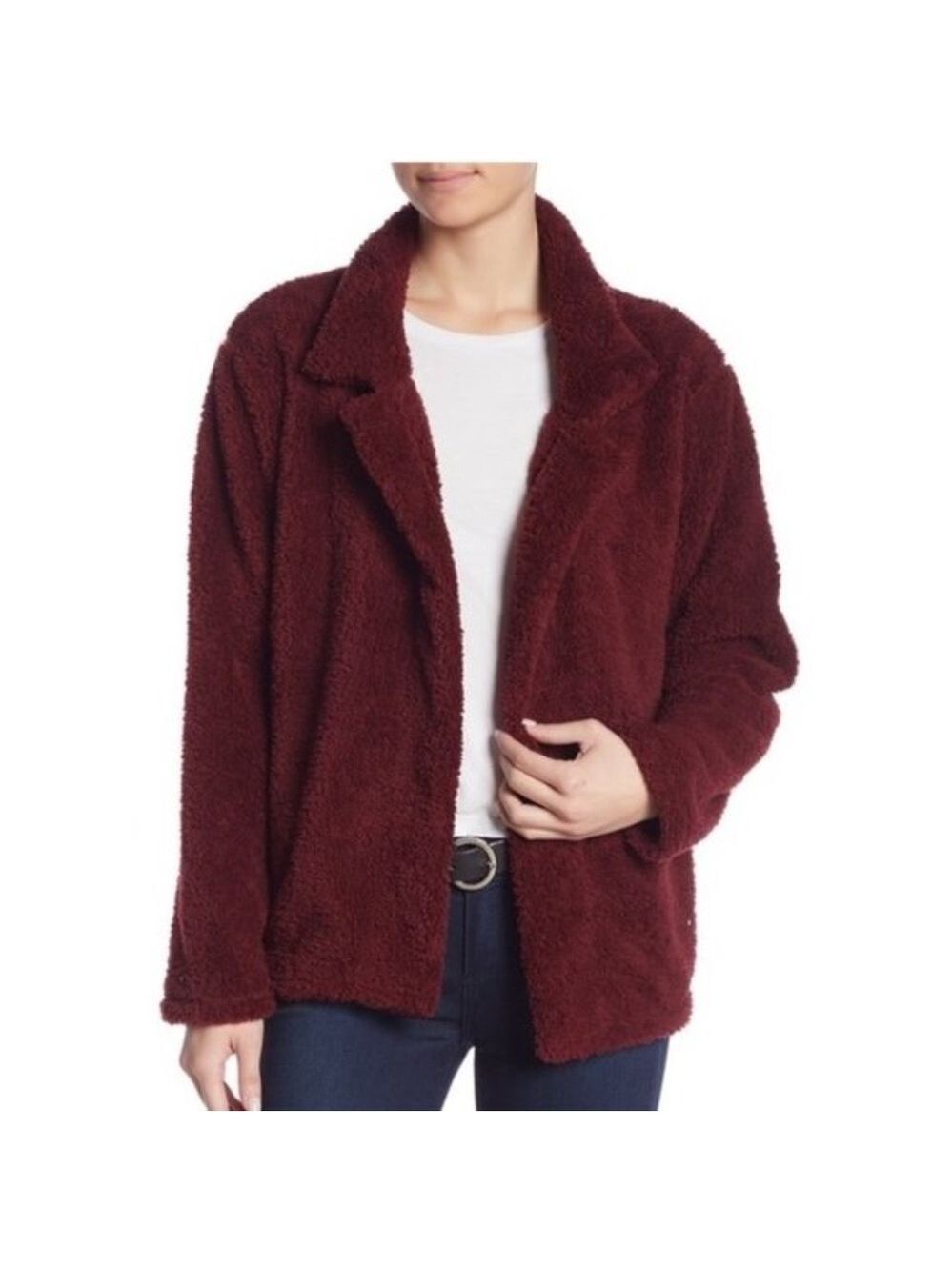 Ceny Teddy Notch Collar Open Cardigan